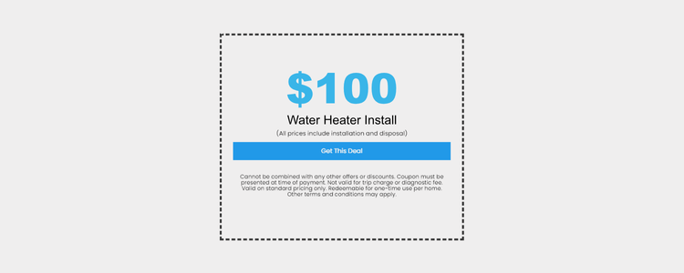 $100 Off Water Heater Install